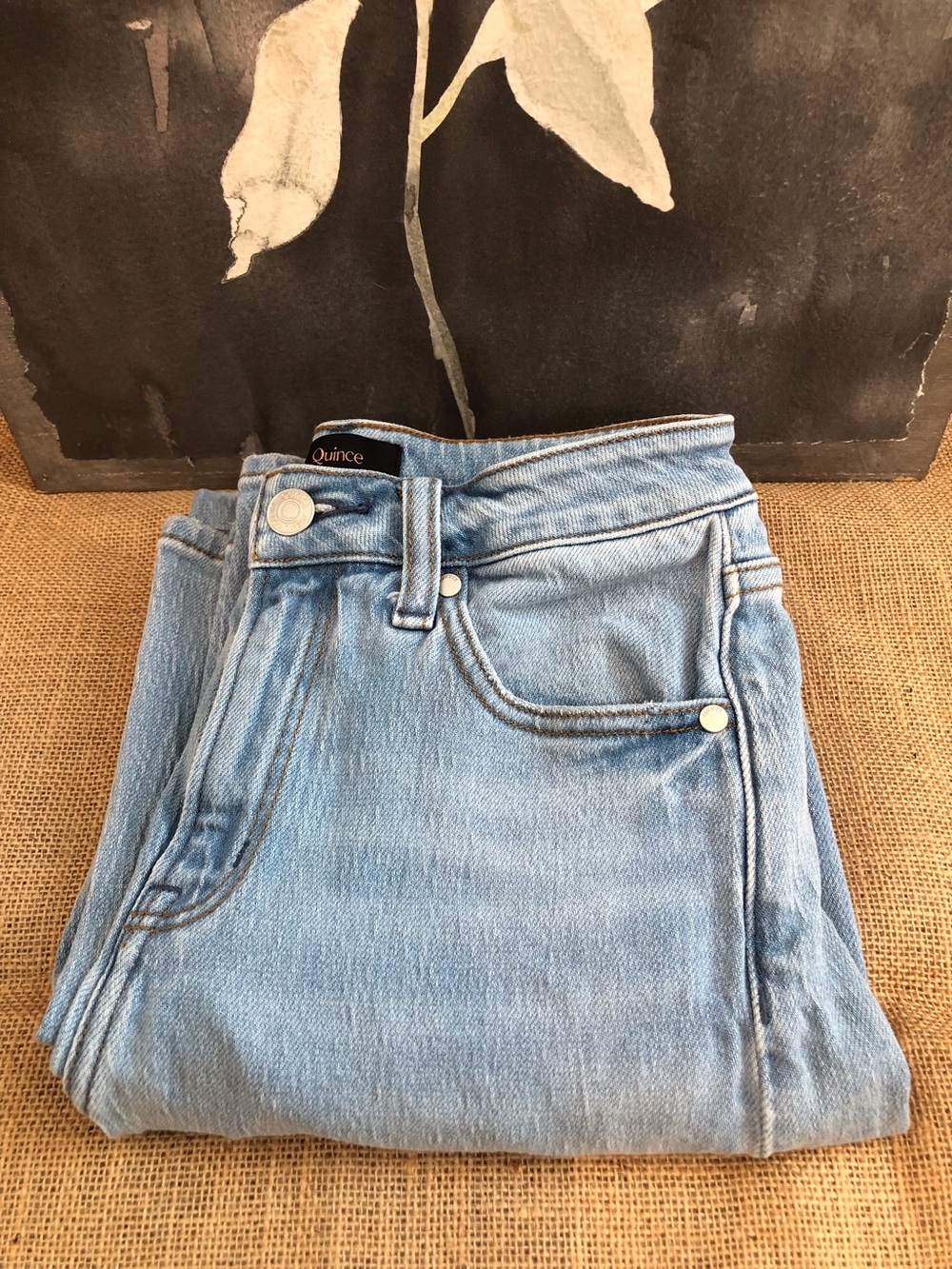 Quince High Rise Stretch Relaxed Straight Jeans sz 25